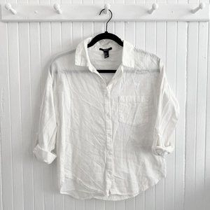 Forever 21 Collared Cotton Linen Button Down Size S